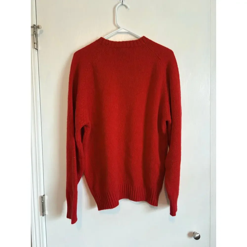 Lands' End Vintage 100% Wool Crewneck Sweater Red Men's Med Preppy Ivy league